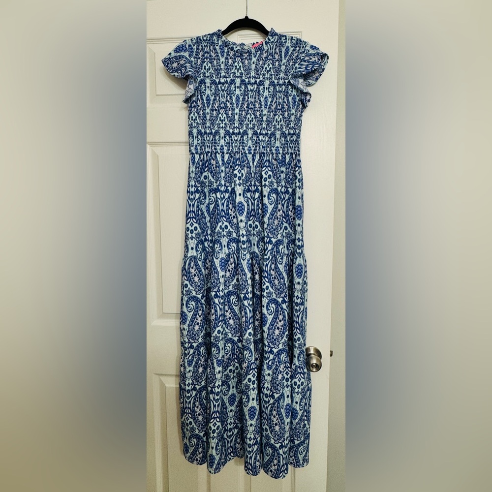 Simply Southern Blue Paisley Smocked Dress